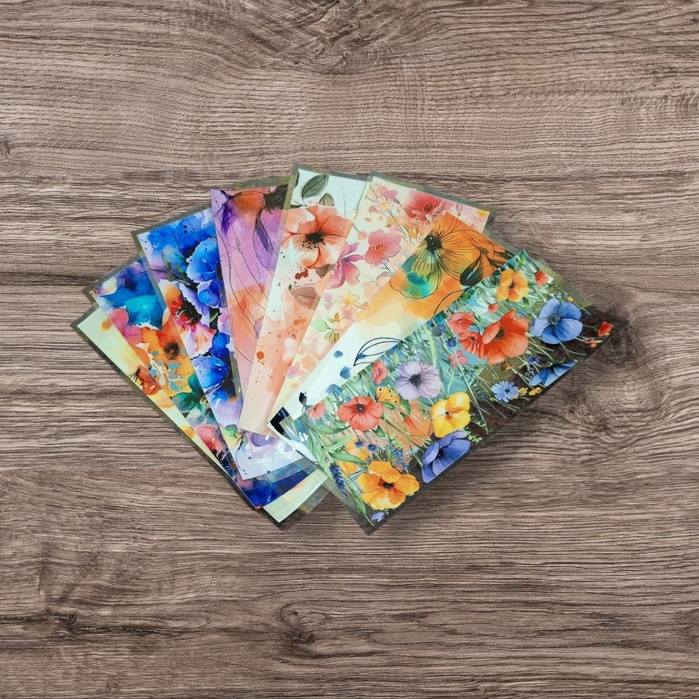 PERMANENT VINYL DECALS - FLORALS - SET OF 8